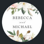 Blush & White Flowers Wedding or Engagement Party Ronde Sticker<br><div class="desc">Blush & White Flowers Wedding or Engagement Party Favor Sticker Zie passend collectie in Niche en Nest Store</div>
