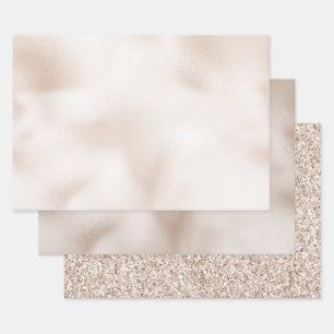 Blush White Glam Glitter Inpakpapier Vel