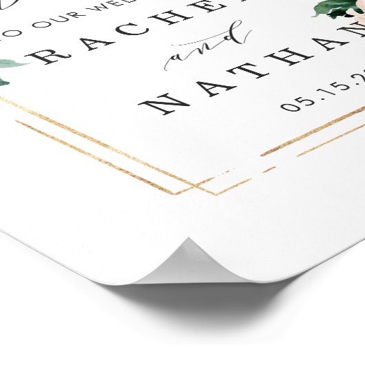 Blush White Gold Lijst Floral Weddenschap Welkomst Poster (Hoek)