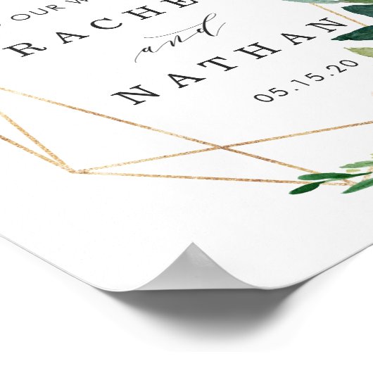 Blush White Gold Lijst Floral Weddenschap Welkomst Poster (Hoek)