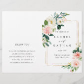 Blush White Gold Lijst Folded Wedding Program (Voorkant)