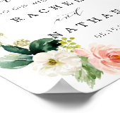 Blush White Gold Oval Floral Weddenschap Welkom Si Poster (Hoek)