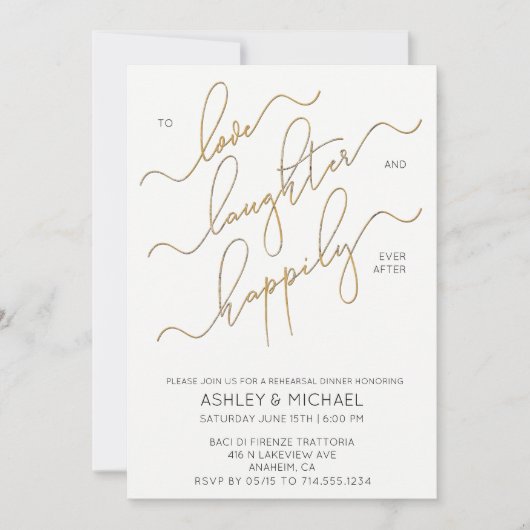 Blush White Gold Script repesial Dinner nodigt uit Kaart (Voorkant)