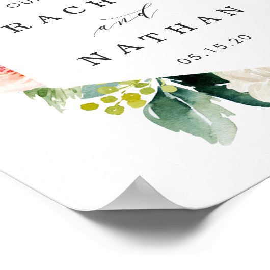 Blush White Hexagon Lijst Weddenschap Welkomstteke Poster (Hoek)