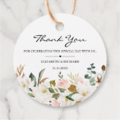 Blush White Magnolia Floral Wedding Bedankjes Labels (Achterkant)