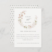 Blush White Meadow Floral Wreath Weddenschap Detai Informatiekaartje (Voorkant / Achterkant)