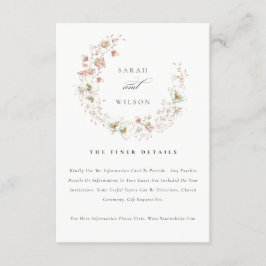 Blush White Meadow Floral Wreath Weddenschap Detai Informatiekaartje