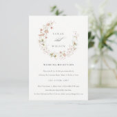 Blush White Meadow Floral Wreath Weddenschappen Re Informatiekaartje (Staand voorkant)