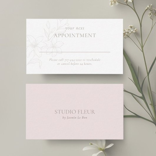 Blush & White | Moderne Boho Minimal Floral Afsprakenkaartje