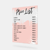 Blush White Paint Spatter Chique Salon prijslijst Acryl Bord (Hoek)