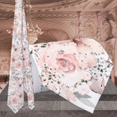 Blush White Pink Silver Greenery Wedding Stropdas