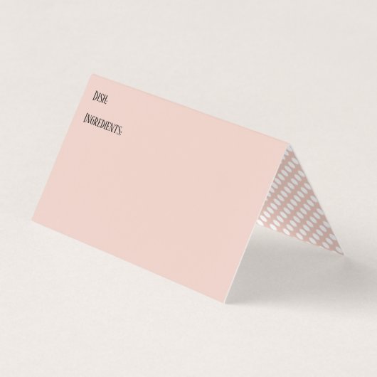 Blush & White Polka Dots Potluck Dish Recipe Kaart Visitekaartje (Voorkant)