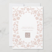 Blush White QR Code Folk Floral Vrijgezellenfeest Kaart (Achterkant)