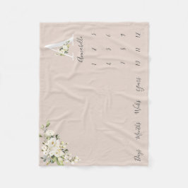 Blush White Rose Bloemen Letter Een Baby Mijlpaal Fleece Deken