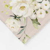 Blush White Rose Floral Monthly Baby Milestone Fleece Deken (Hoek)