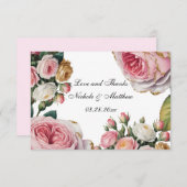 Blush, White Rose Floral Wedding Thank You Bedankkaart (Voorkant / Achterkant)