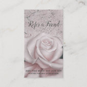 Blush White Rose Glam Modern Marble Refer an Frien Aanbevelingskaartje (Voorkant)