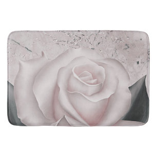 Blush White Rose Glam Modern Marble Shabby Chic Badmat