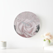 Blush White Rose Glam Modern Marble Shabby Chic Grote Klok (Huis)