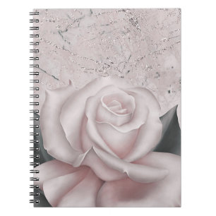 Blush White Rose Glam Modern Marble Shabby Chic Notitieboek