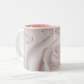 Blush White Rose Glam Modern Marble Shabby Chic Tweekleurige Koffiemok (Voorkant links)
