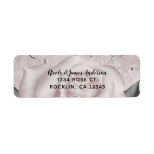 Blush White Rose Glam Modern Marble Vrijgezellenfe Etiket