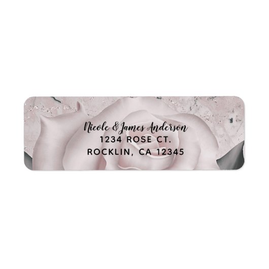 Blush White Rose Glam Modern Marble Vrijgezellenfe Etiket (Voorkant)