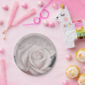 Blush White Rose Glam Modern Marble Vrijgezellenfe Papieren Bordje (Feest)