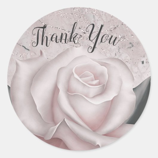 Blush White Rose Glam Modern Marble Vrijgezellenfe Ronde Sticker (Voorkant)