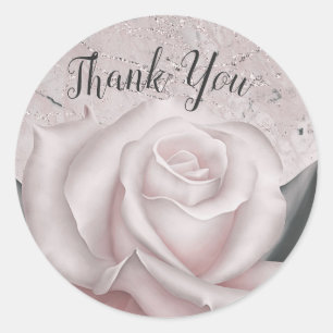 Blush White Rose Glam Modern Marble Vrijgezellenfe Ronde Sticker