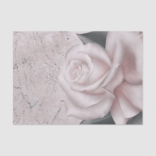Blush White Rose Glam Modern Marble Vrijgezellenfe Tissuepapier (Voorkant)