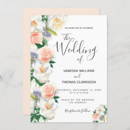 Blush white rose Gold script bruiloft Kaart