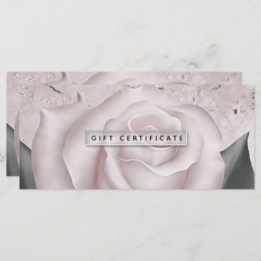 Blush White Rose Modern Marble Gift Certificate (Voorkant / Achterkant)