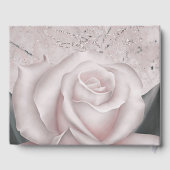 Blush White Rose Modern Marmeren Chic Wedding Gastenboek (Achterkant)