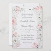 Blush & White Roses Floral Garden Wedding Pearl Kaart (Voorkant)