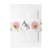 Blush & white roses goudvlekken bruiloft uitnodigingen wikkel (Voorkant Voorbeeld)