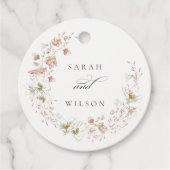 Blush White Rustic Meadow Floral Wreath Wedding Bedankjes Labels (Voorkant)