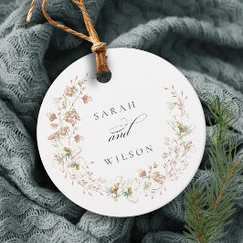 Blush White Rustic Meadow Floral Wreath Wedding Bedankjes Labels