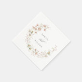Blush White Rustic Meadow Floral Wreath Wedding Servet (Hoek)