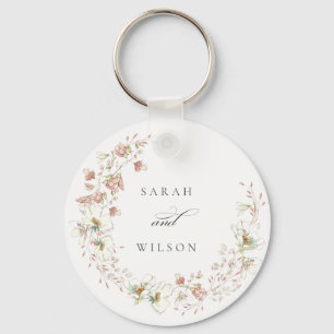 Blush White Rustic Meadow Floral Wreath Wedding Sleutelhanger