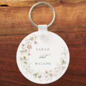 Blush White Rustic Meadow Floral Wreath Wedding Sleutelhanger (Voorkant)