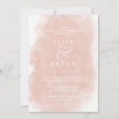 Blush & White Simple Modern Waterverf Wedding Kaart (Voorkant)