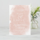 Blush & White Simple Modern Waterverf Wedding Kaart (Staand voorkant)
