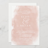 Blush & White Simple Modern Waterverf Wedding Kaart (Voorkant / Achterkant)