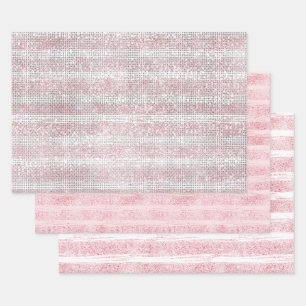 Blush White Sparkle Verjaardag Inpakpapier Vel