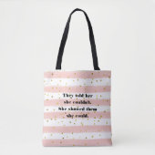 Blush, White, Stripes, Gold Confetti Canvas tas (Voorkant)