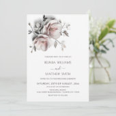 Blush White Textured Roses Simple Wedding Kaart (Staand voorkant)