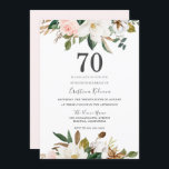 Blush & White Waterverf Flowers 70th Birthday Kaart<br><div class="desc">Blush & White Waterverf Flowers 70th Birthday Party Invitation Bekijk overeenkomende objecten in Niche en nestwinkel</div>