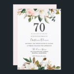 Blush & White Waterverf Flowers 70th Birthday Kaart<br><div class="desc">Blush & White Waterverf Flowers 70th Birthday Party Invitation Bekijk overeenkomende objecten in Niche en nestwinkel</div>