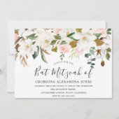 Blush & White Waterverf Flowers Bat Mizvah Kaart (Voorkant)